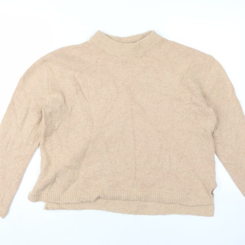 Topshop Women Beige Pullover Mock Neck Jumper Size 12