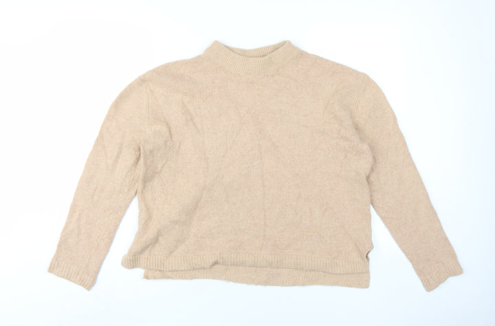 Topshop Women Beige Pullover Mock Neck Jumper Size 12