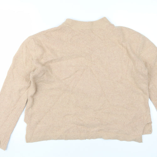 Topshop Women Beige Pullover Mock Neck Jumper Size 12