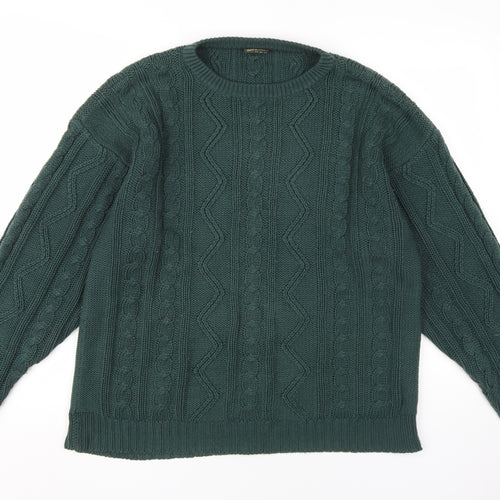 Ferndale Men's Green Medium Cable Knit Pullover Jumper