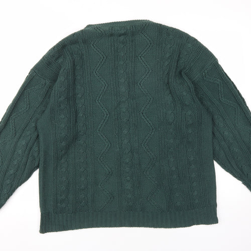 Ferndale Men's Green Medium Cable Knit Pullover Jumper