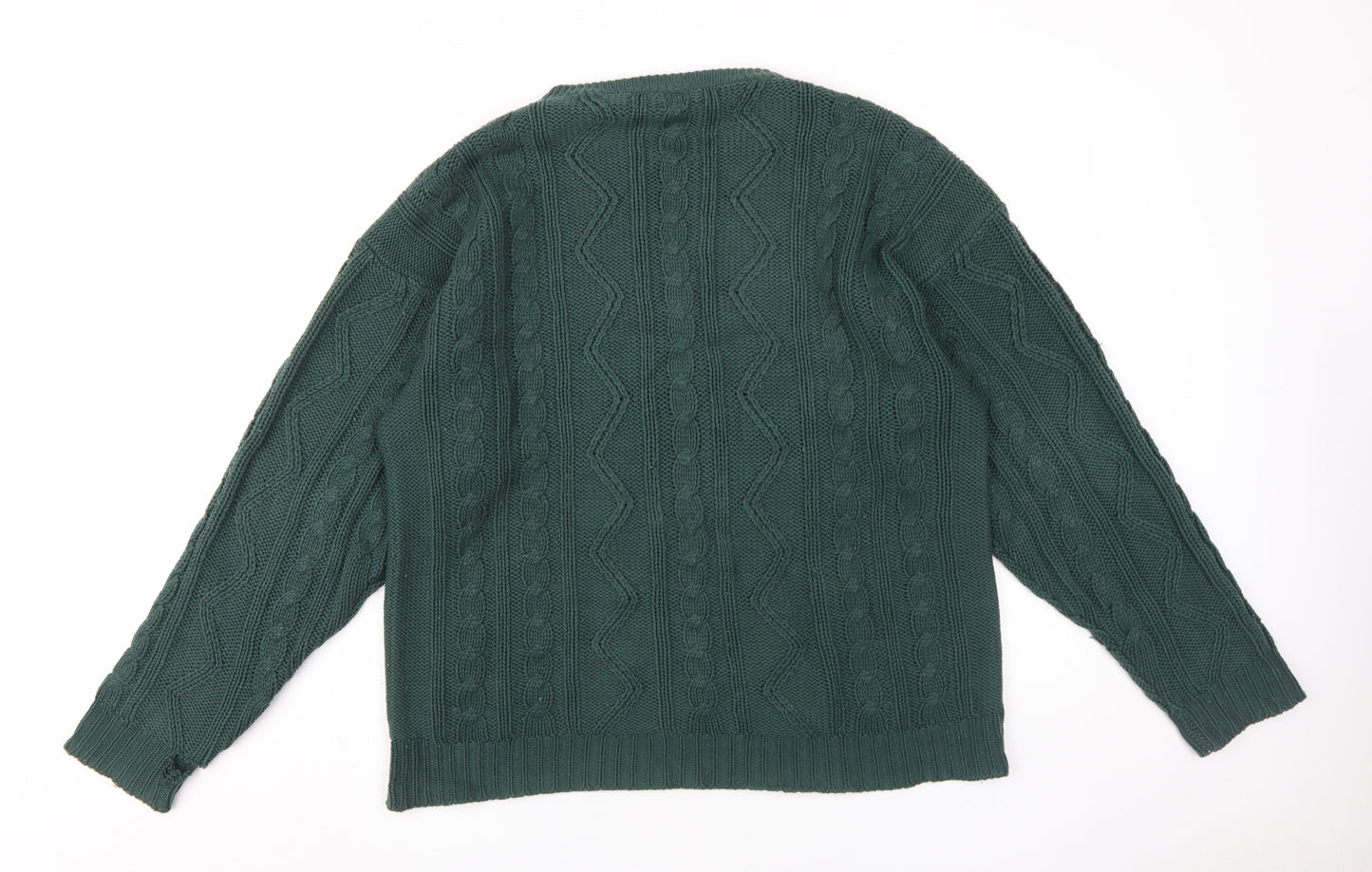 Ferndale Men's Green Medium Cable Knit Pullover Jumper