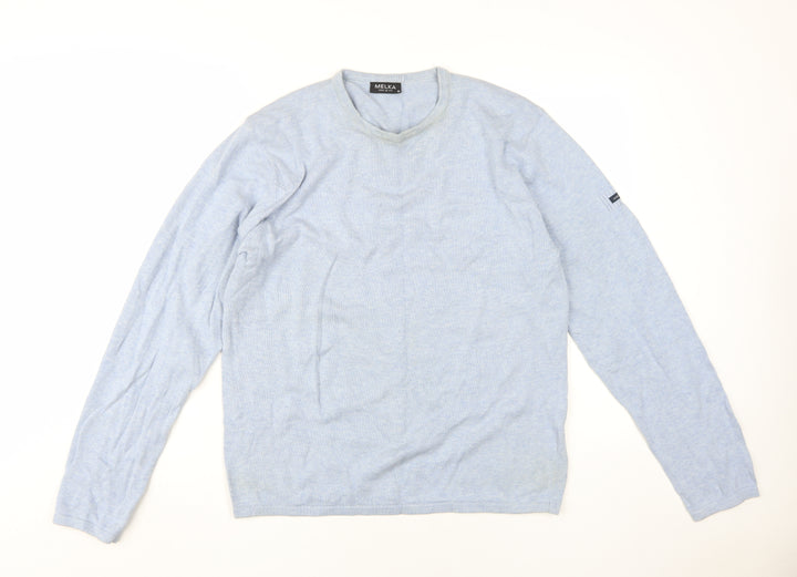 Melka Men's Blue V-Neck Pullover Jumper Medium