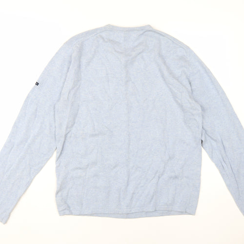 Melka Men's Blue V-Neck Pullover Jumper Medium
