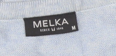 Melka Men's Blue V-Neck Pullover Jumper Medium