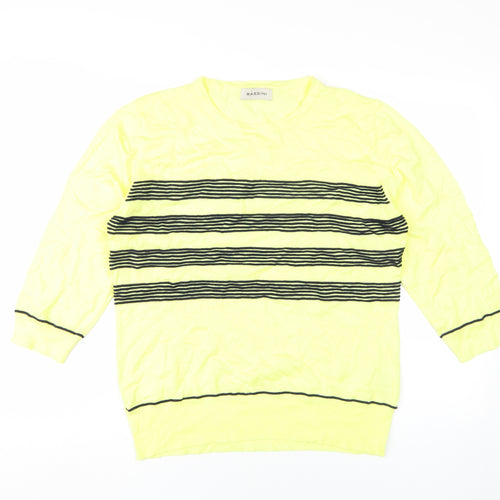 Bassini Women's Yellow Striped Pullover Jumper L