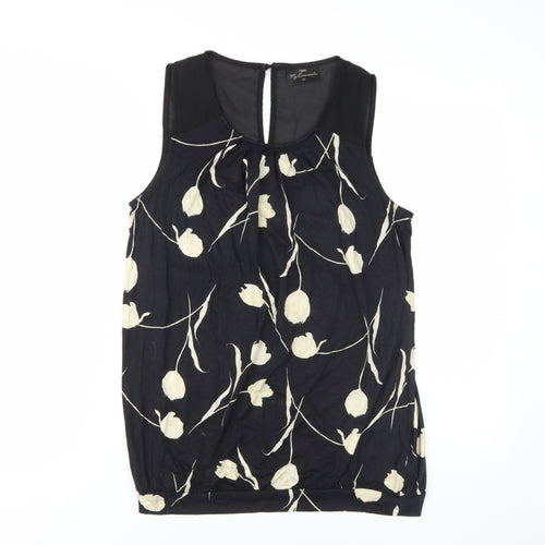 Next Women's Black Floral Sleeveless Blouse Size 12
