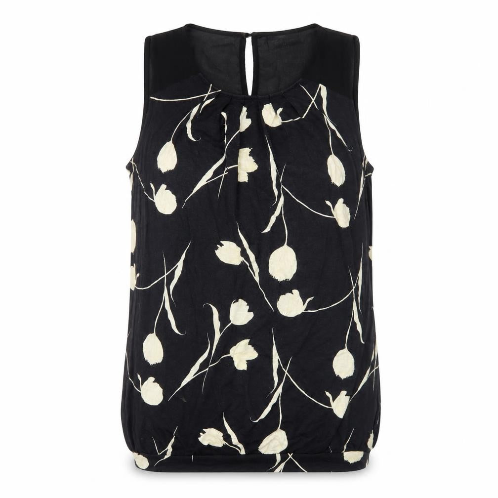 Front view of Next Women's Black Floral Sleeveless Blouse, size 12