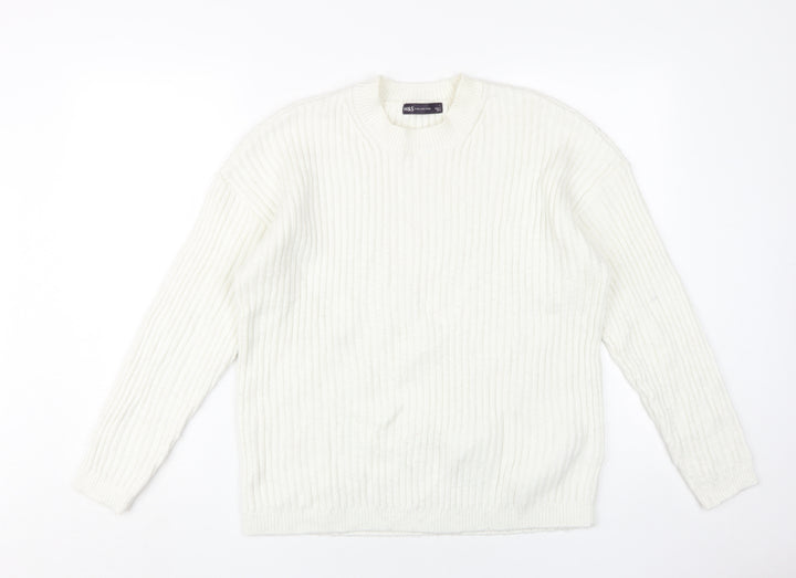Marks and Spencer Women's White Pullover Jumper L