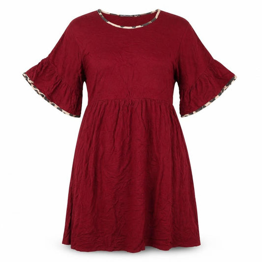 Front view of boohoo Women's Red A-Line Dress, size 12