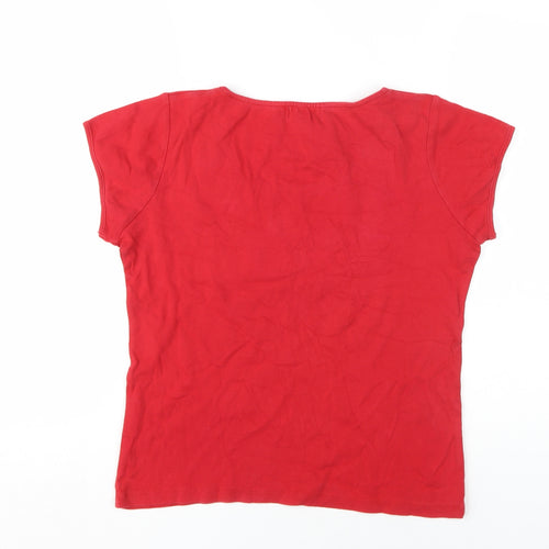 Marks and Spencer Women's Red Embroidered T-Shirt Size 14
