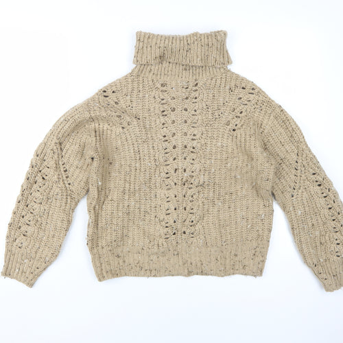 Marks and Spencer Women's Beige S Roll Neck Jumper