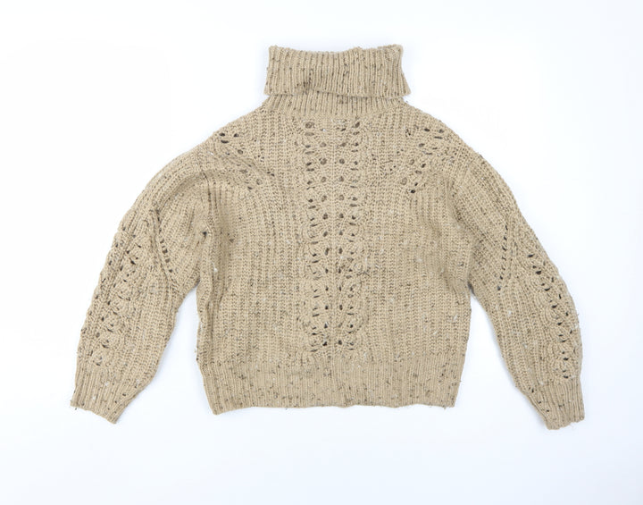 Marks and Spencer Women's Beige S Roll Neck Jumper