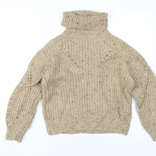Marks and Spencer Women's Beige S Roll Neck Jumper