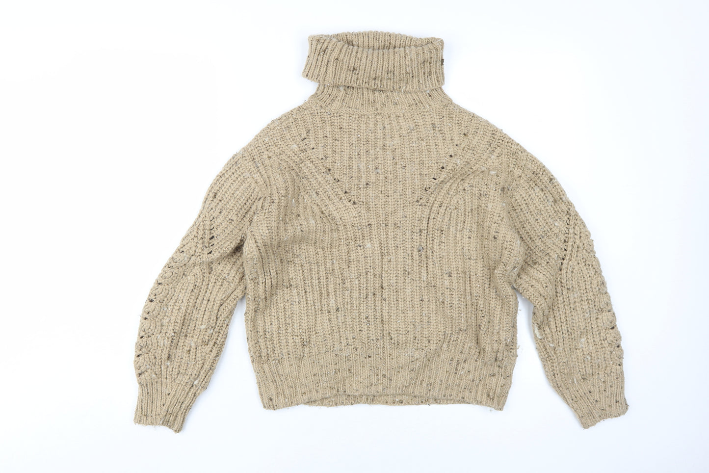 Marks and Spencer Women's Beige S Roll Neck Jumper