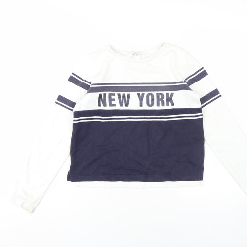 H&M Girls White 'New York' Sweatshirt 146 Pullover
