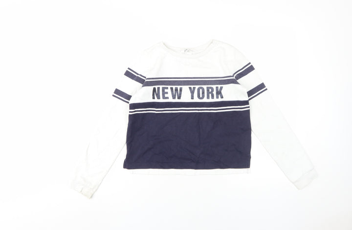 H&M Girls White 'New York' Sweatshirt 146 Pullover