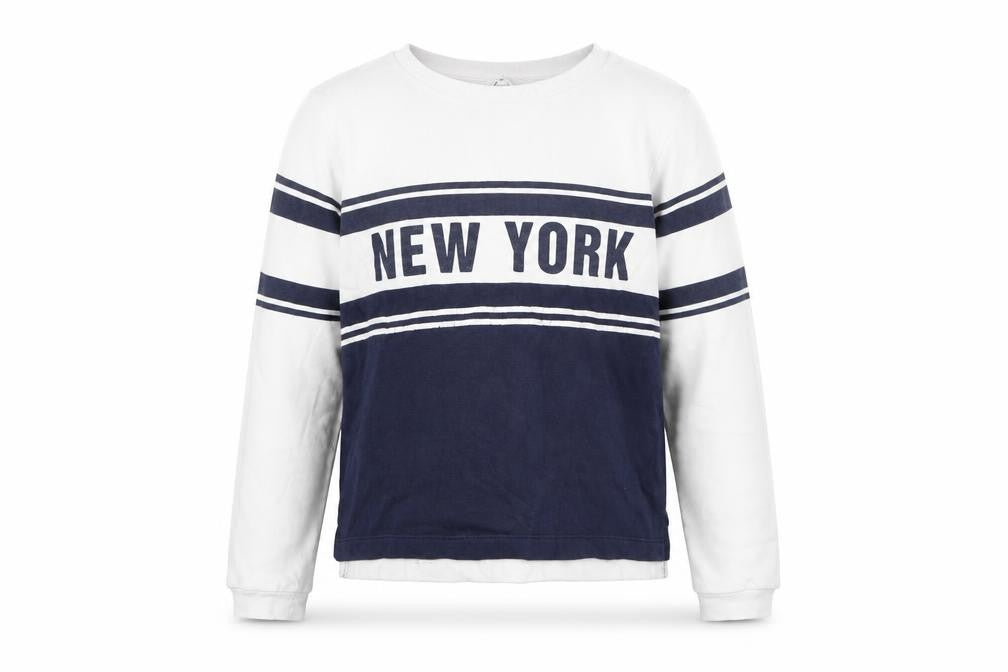 Front view of H&M girls’ white 'new york' sweatshirt 146 pullover