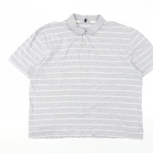 Dunnes Stores Men's Grey 2XL Striped Polo Shirt