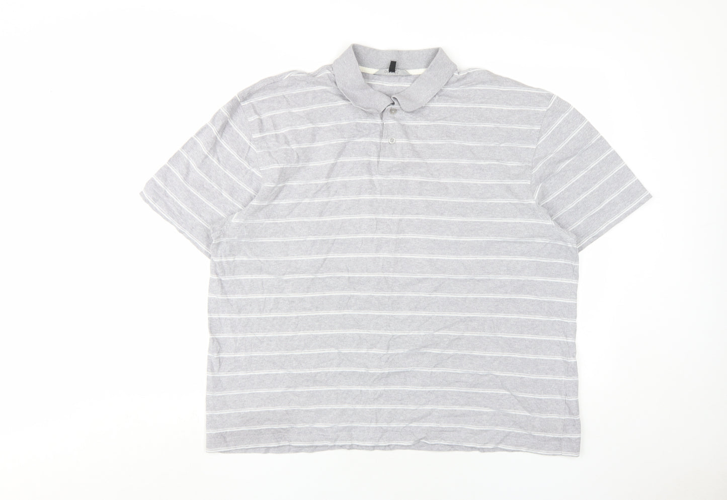 Dunnes Stores Men's Grey 2XL Striped Polo Shirt