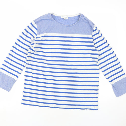 Warehouse Women Blue Striped T-Shirt Size 8