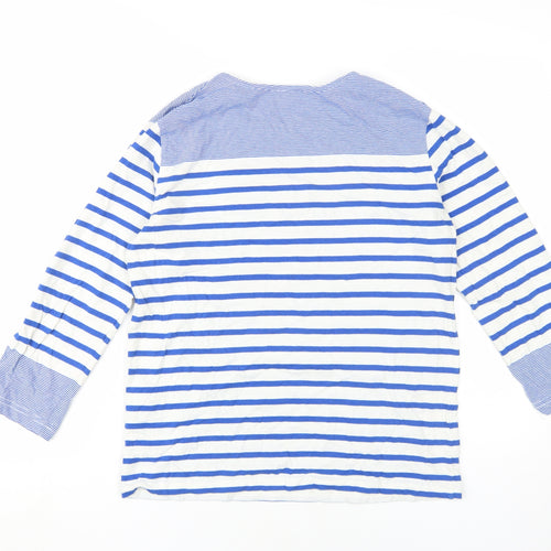Warehouse Women Blue Striped T-Shirt Size 8