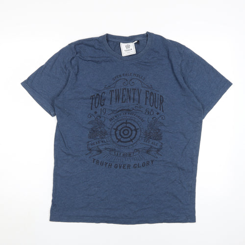 TOG24 Men's Blue Graphic Print T-Shirt, Medium