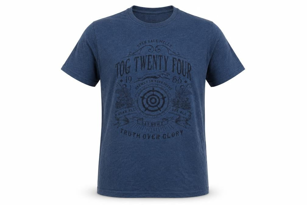 Front view of TOG24 Men's Blue Graphic Print T-Shirt, Medium