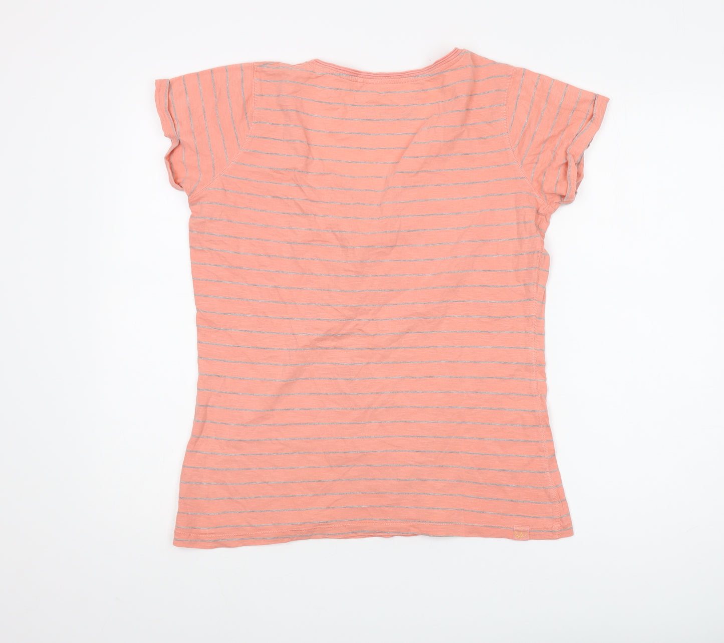 Fat Face Women's Orange Striped T-Shirt, Size 14