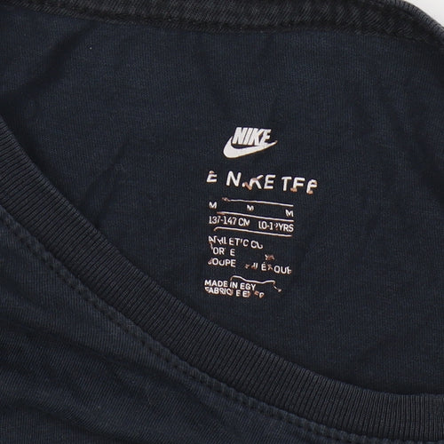 Nike Boys Black Athletic Cotton T-Shirt, 10-11 Years, Logo