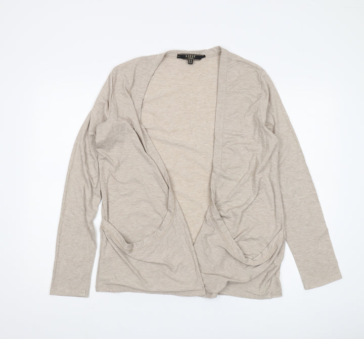 Lipsy Women's Beige Relaxed Mid-Length Coatigan Size 18