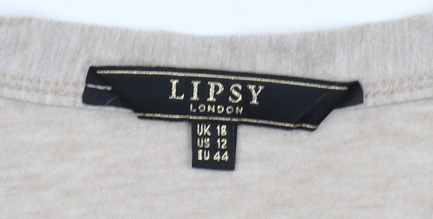 Lipsy Women's Beige Relaxed Mid-Length Coatigan Size 18