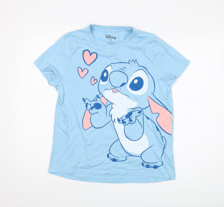 Disney Women’s Blue Stitch T-Shirt, Size S, Casual Wear