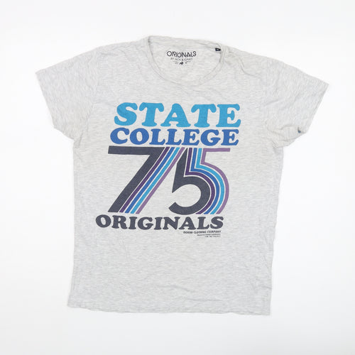 Jack & Jones Men's Grey College Graphic Tee M