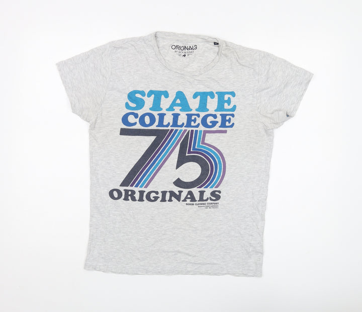 Jack & Jones Men's Grey College Graphic Tee M