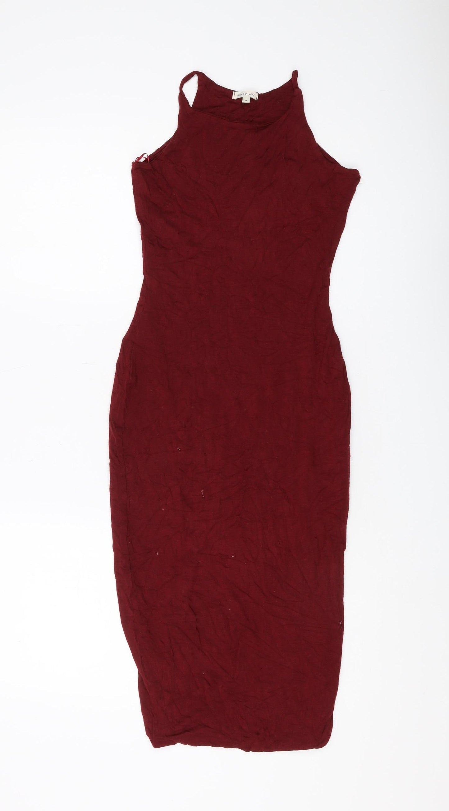 River Island Women's Red Bodycon Midi Dress Size 8