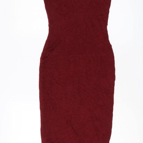 River Island Women's Red Bodycon Midi Dress Size 8