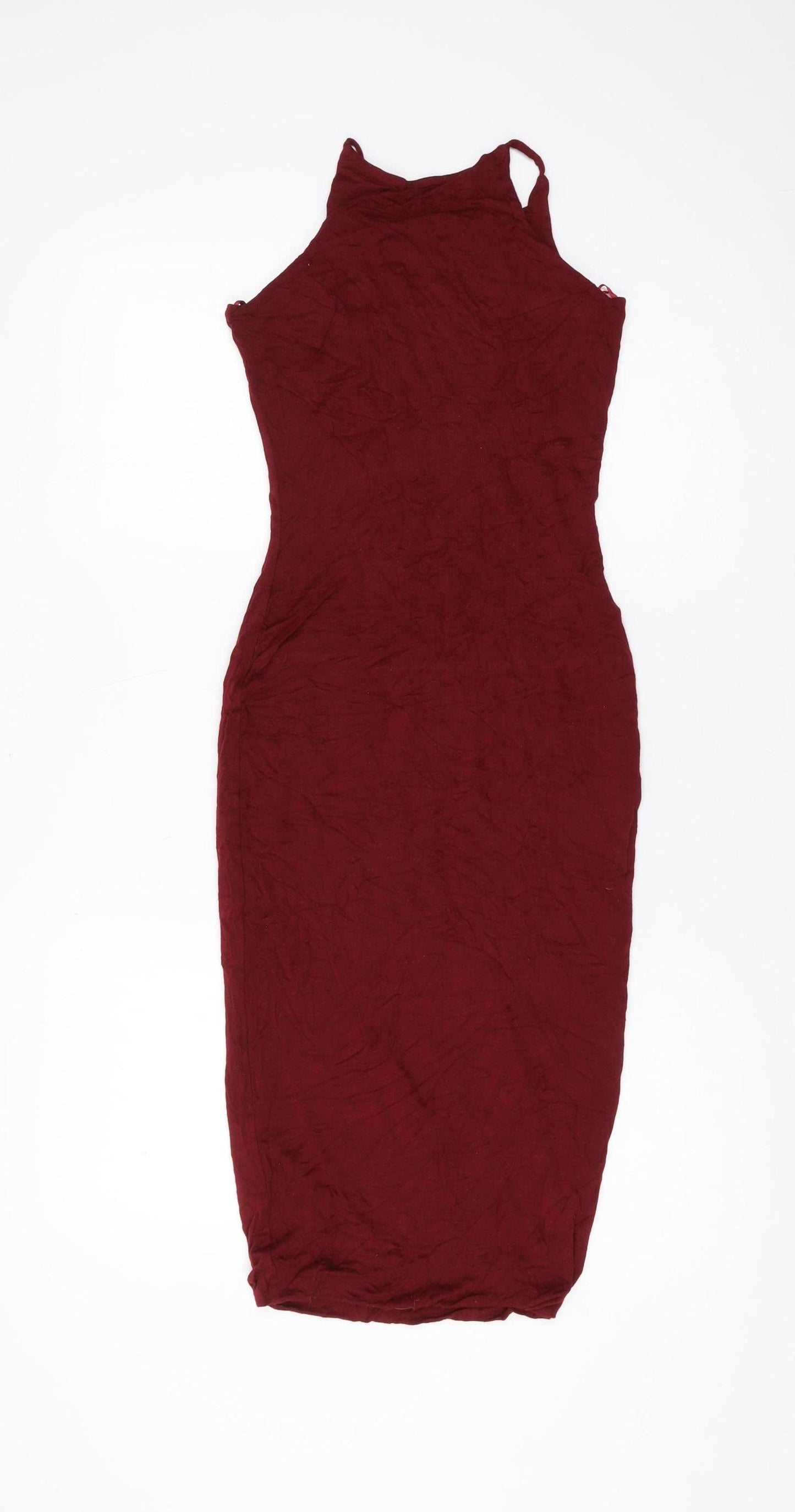 River Island Women's Red Bodycon Midi Dress Size 8