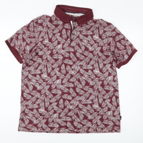Burton Menswear Red Floral Polo, Men's L