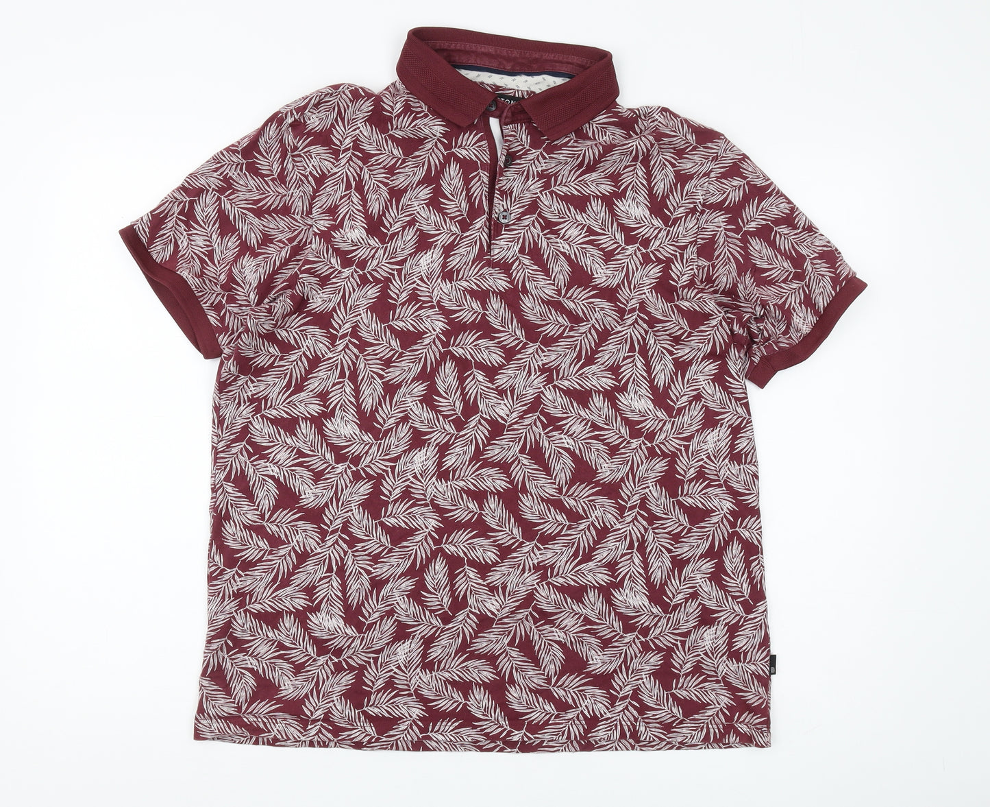Burton Menswear Red Floral Polo, Men's L