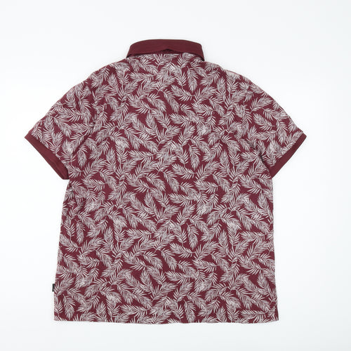 Burton Menswear Red Floral Polo, Men's L