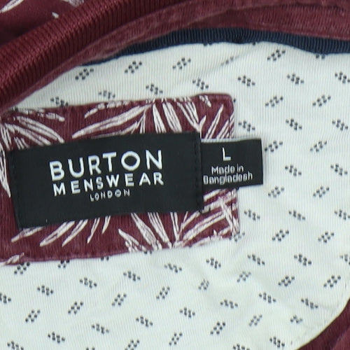 Burton Menswear Red Floral Polo, Men's L