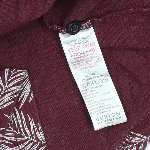 Burton Menswear Red Floral Polo, Men's L