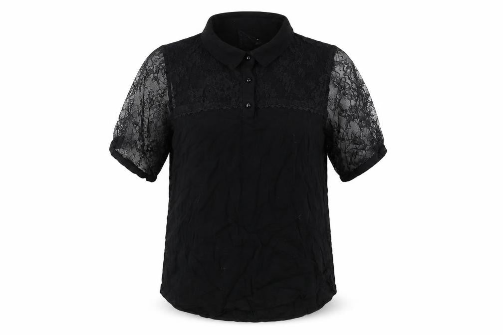 Front view of School Rag Women's Black Lace Blouse, size 2