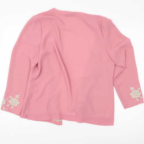 Jacques Vert Women’s Pink Embroidered Jacket Size 14