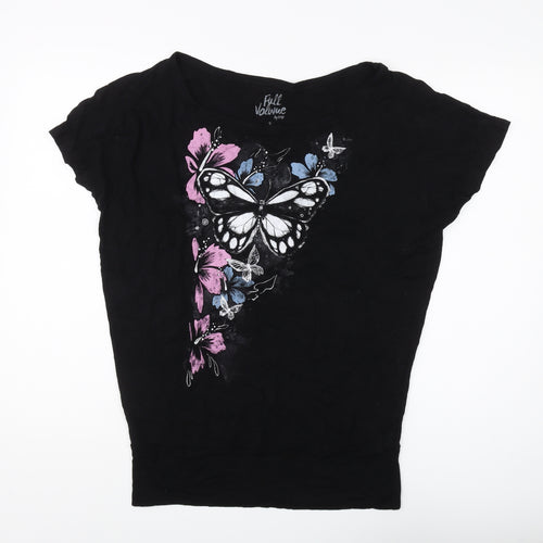 Full Volume Women's Black Butterfly T-Shirt, S