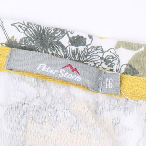 Peter Storm Women's Yellow Floral Striped T-Shirt Size 16