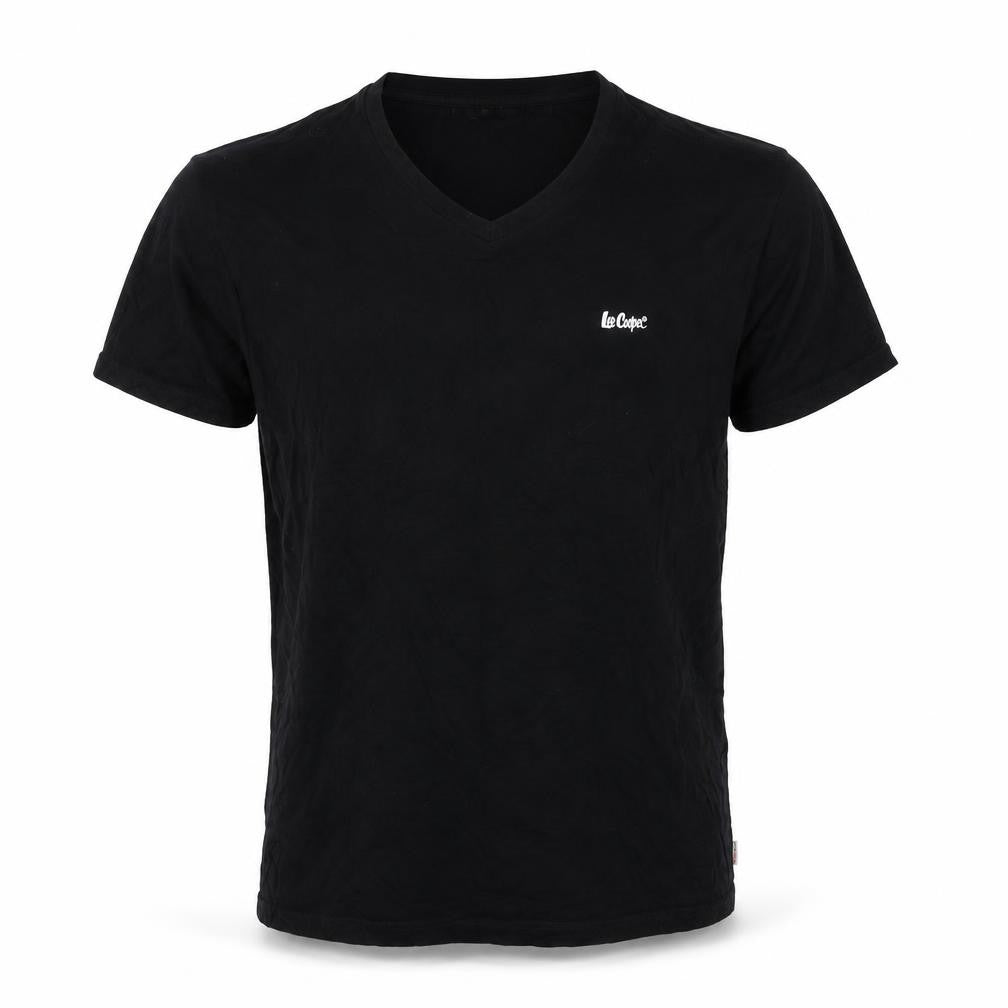 Front view of Lee Cooper Men's Black XL V-Neck T-Shirt