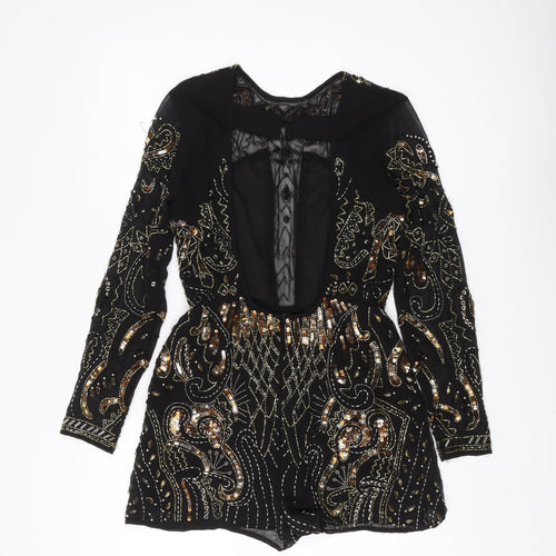 ASOS Women's Black Beaded Sequin Playsuit Size 4