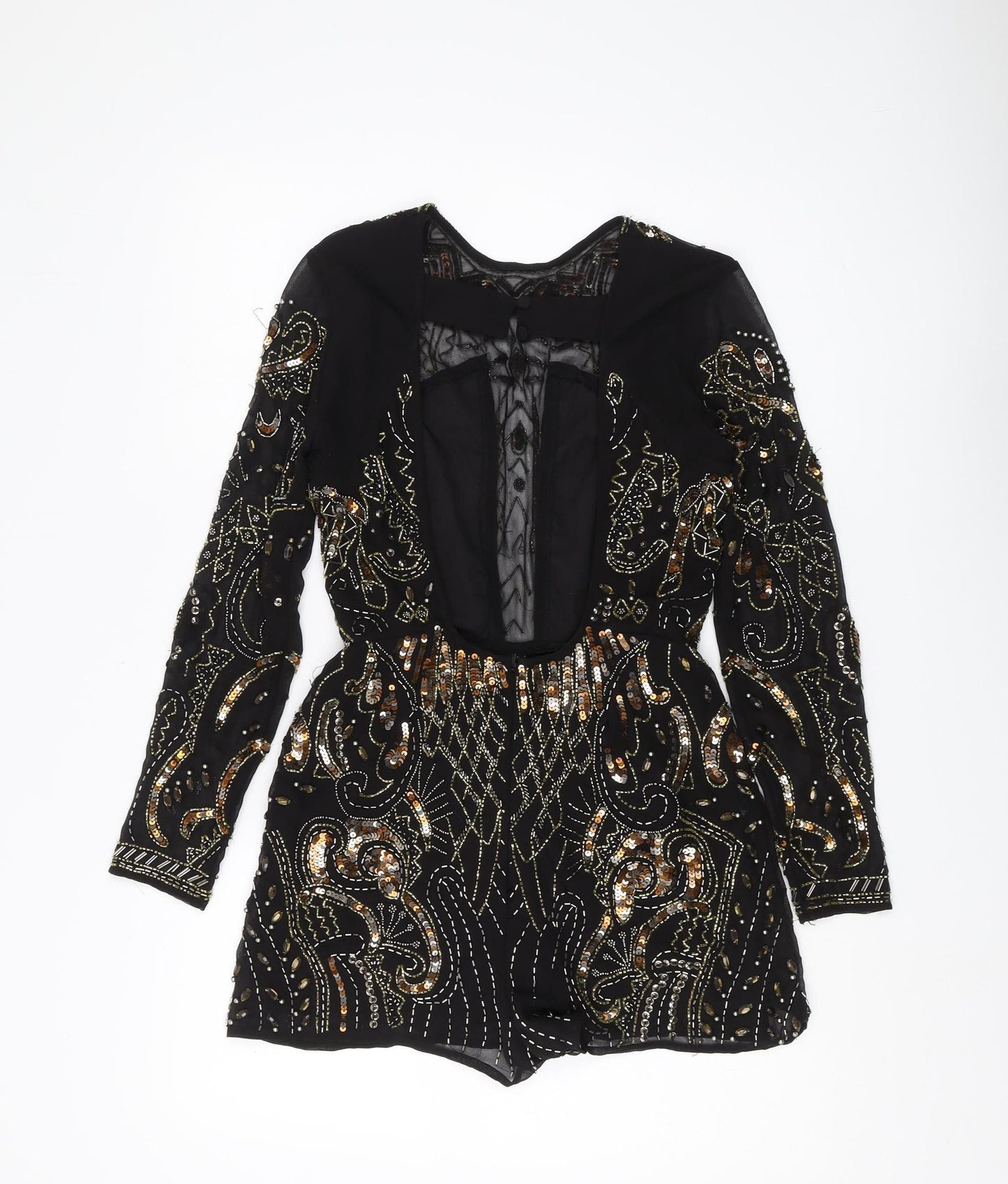 ASOS Women's Black Beaded Sequin Playsuit Size 4
